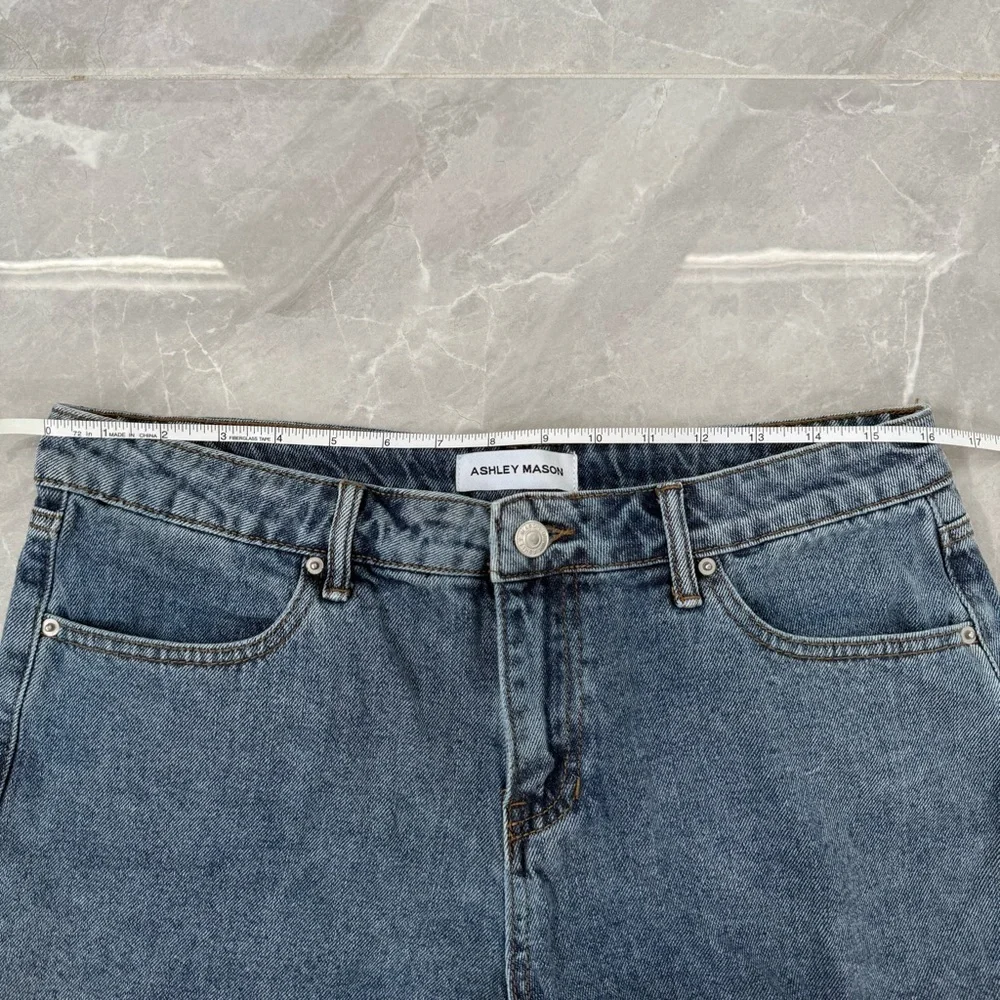 Women’s Ashley Mason Denim Jean Shorts Hearts Ribbon Bow Cottagecore Size 9 / 29